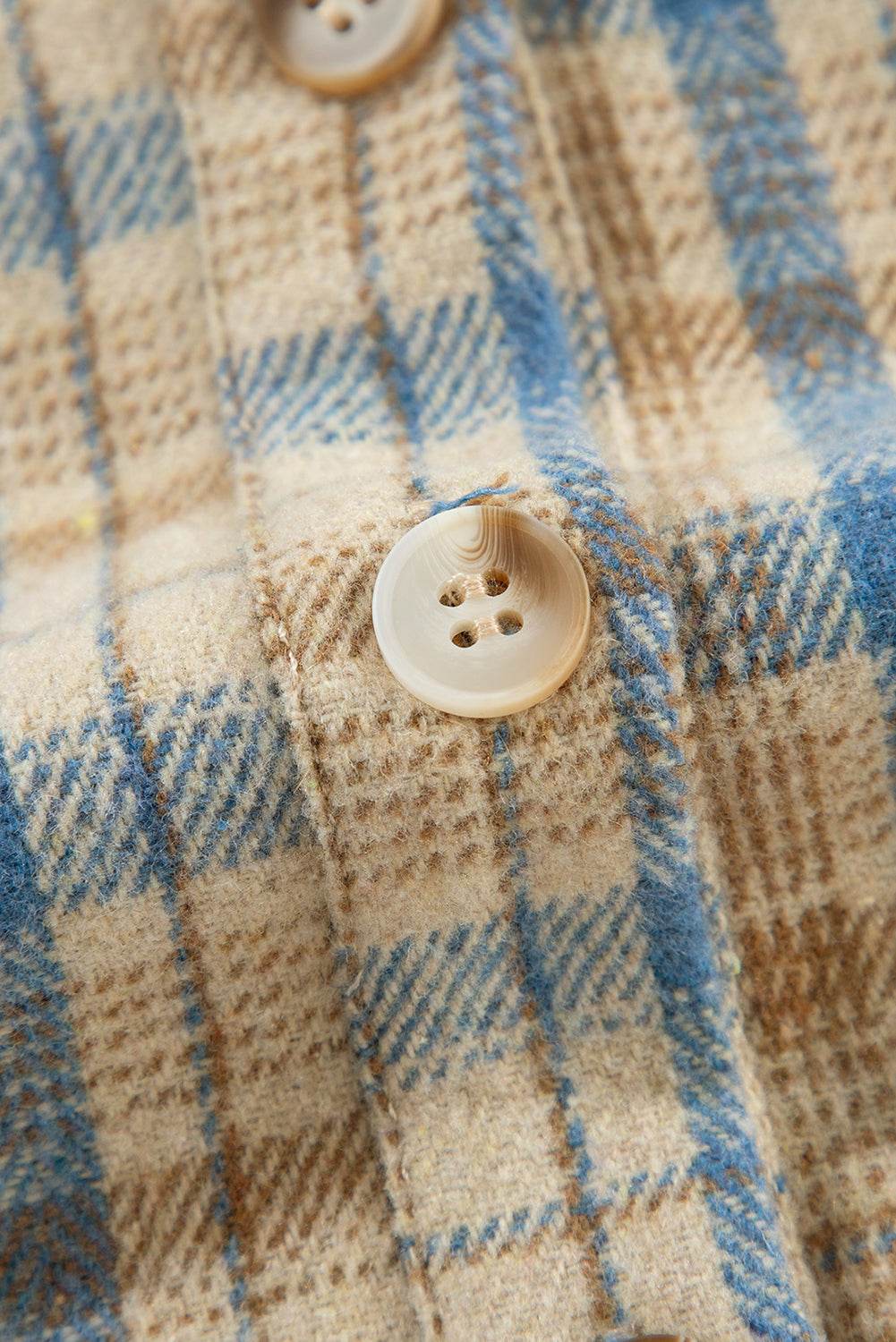 Drawstring Waffle Knit Patchwork Hooded Plaid Shacket - Delanoir