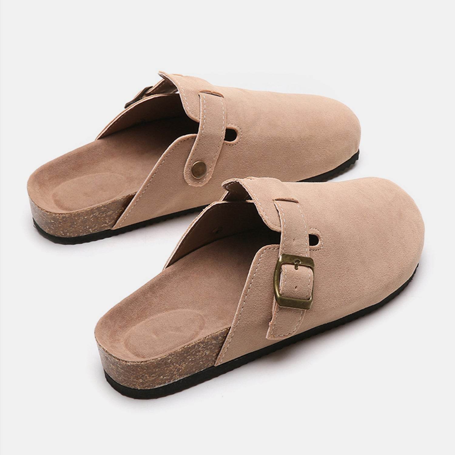 Suede Closed Toe Buckle Slide - Delanoir