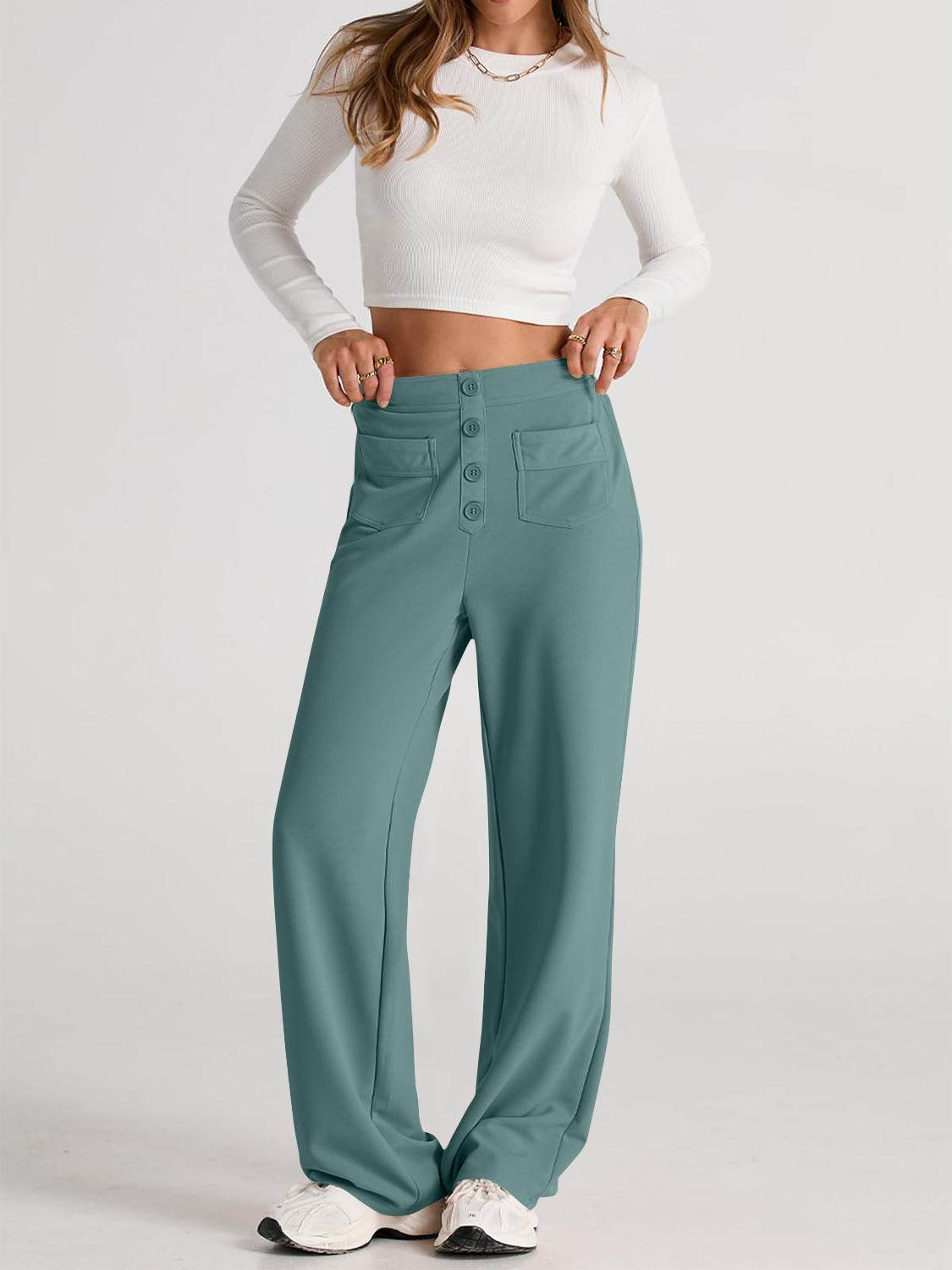 High Waist Wide Leg Pants - Delanoir