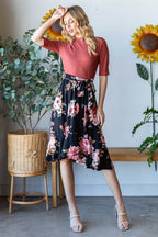Reborn J Floral Wrap Ruffle Hem Skirt - Delanoir