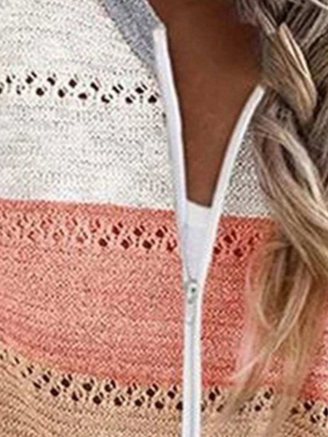 Color Block Drawstring Hooded Sweater - Delanoir