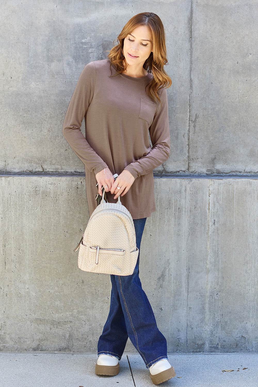 Basic Bae Full Size Round Neck Long Sleeve Top - Delanoir