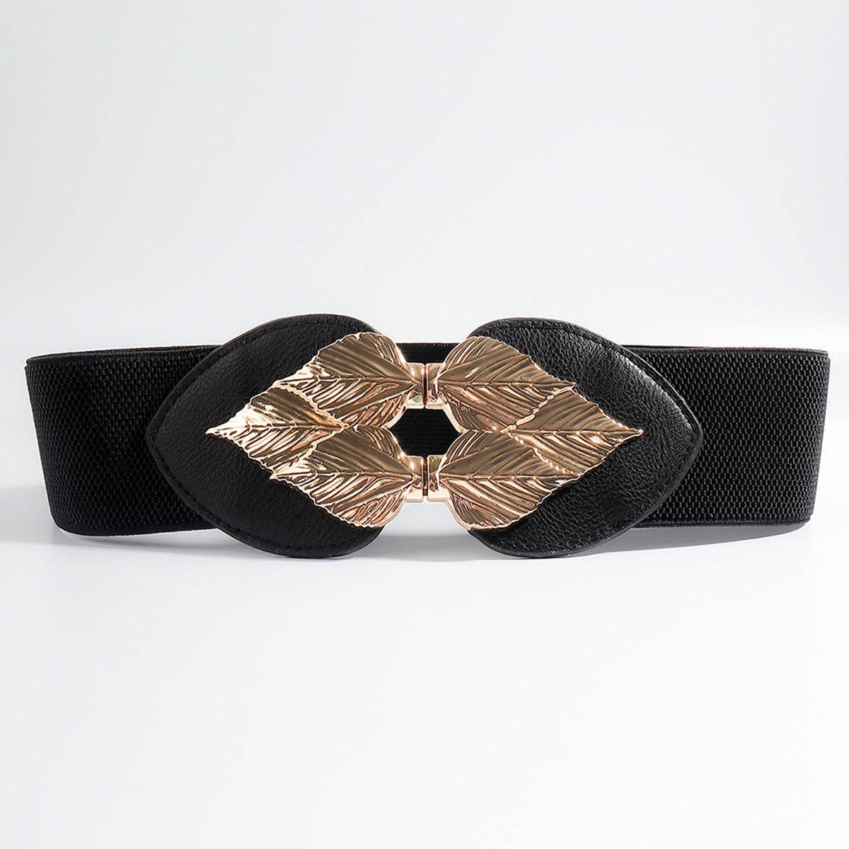 Alloy Leaf Buckle Elastic Belt - Delanoir