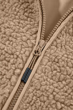 Drawstring Fleece Zip Up Hooded Jacket - Delanoir