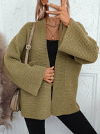 Open Front Long Sleeve Cardigan - Delanoir