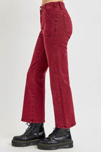 RISEN Full Size High Rise Straight Jeans with Patch Pockets - Delanoir