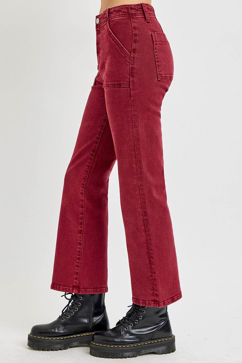 RISEN Full Size High Rise Straight Jeans with Patch Pockets - Delanoir