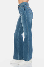 Judy Blue Full Size Tummy Control Cut Raw Hem Straight Jeans - Delanoir