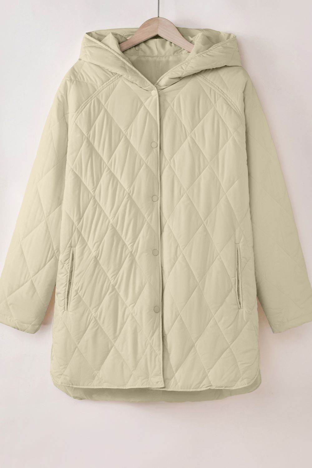 Snap Down Long Sleeve Quilted Winter Coat - Delanoir