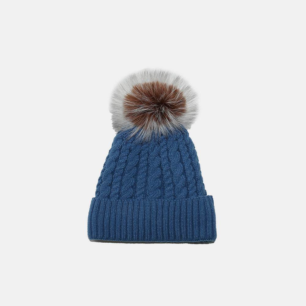 Cable Knit Winter Hat with Pompom - Delanoir