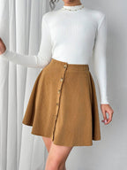 Buttoned Mini Skirt - Delanoir