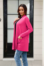 Basic Bae Full Size Open Front Long Sleeve Cardigan with Pockets - Delanoir