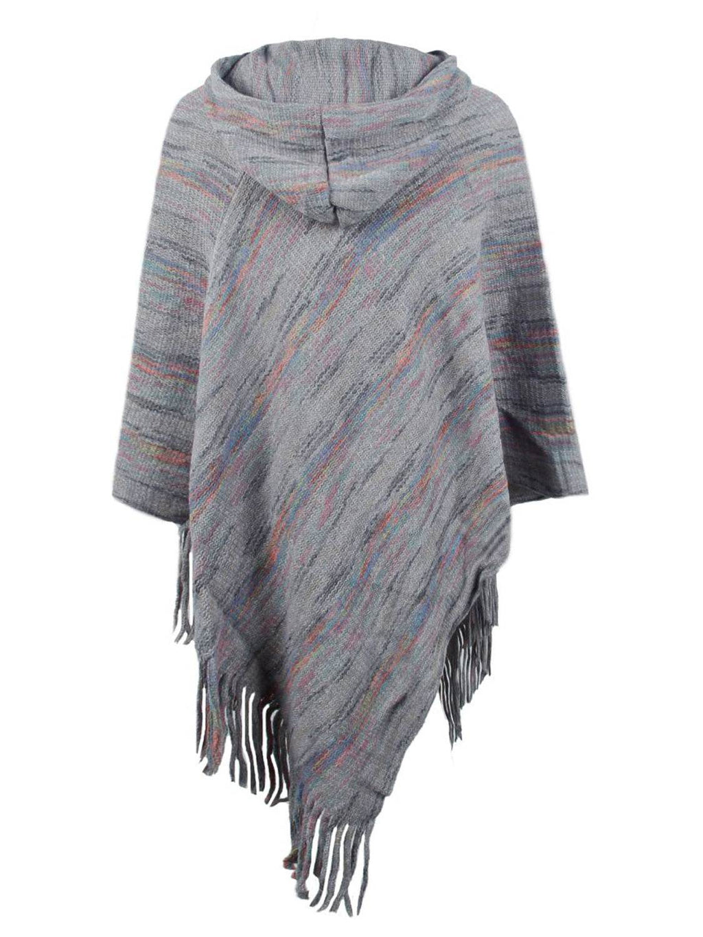 Fringe Hem Hooded Poncho - Delanoir