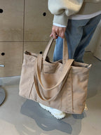 Corduroy Solid Large Tote Bag - Delanoir