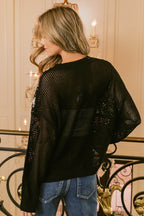 BiBi Granny Square Front Long Sleeve Top - Delanoir