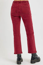 RISEN Full Size High Rise Straight Jeans with Patch Pockets - Delanoir
