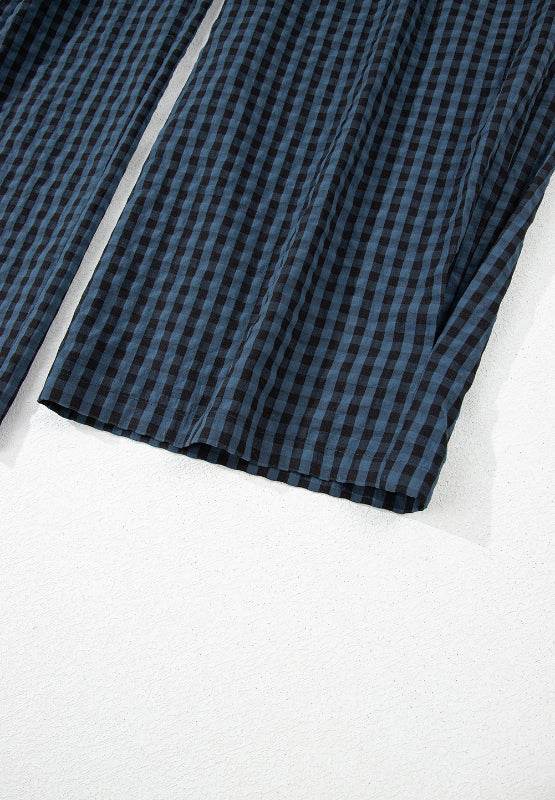 Plaid Wide Strap Wide Leg Overalls - Delanoir