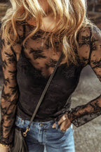 Surplice Cami and Lace Long Sleeve Cover Up Set - Delanoir