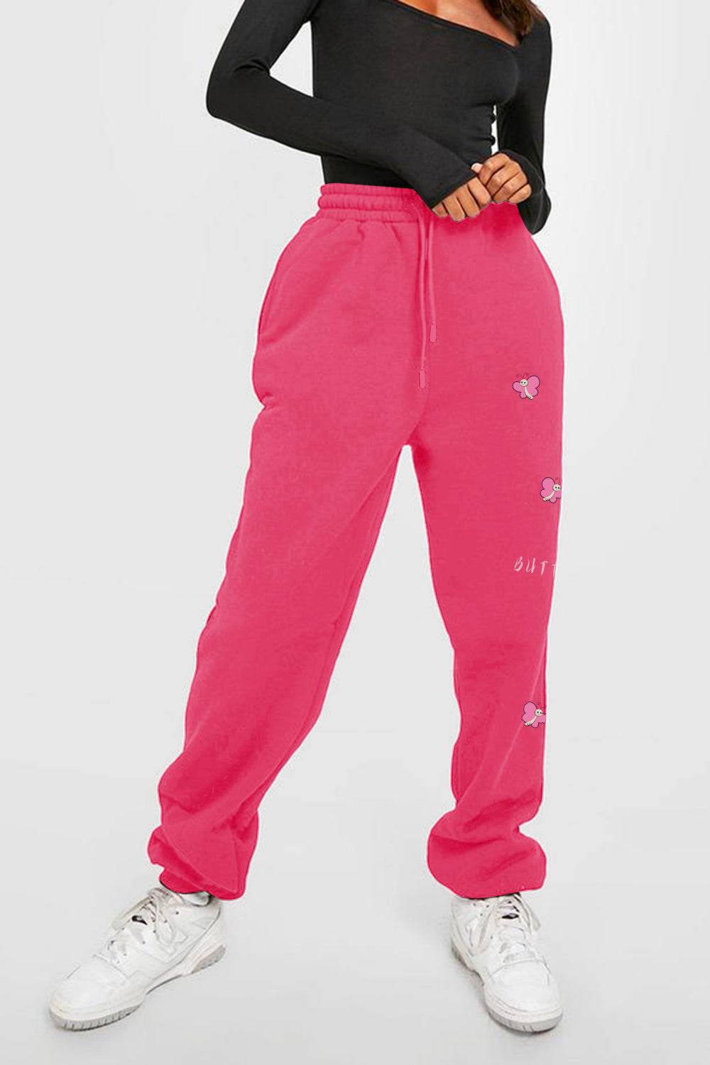 Simply Love Simply Love Full Size Drawstring BUTTERFLY Graphic Long Sweatpants - Delanoir