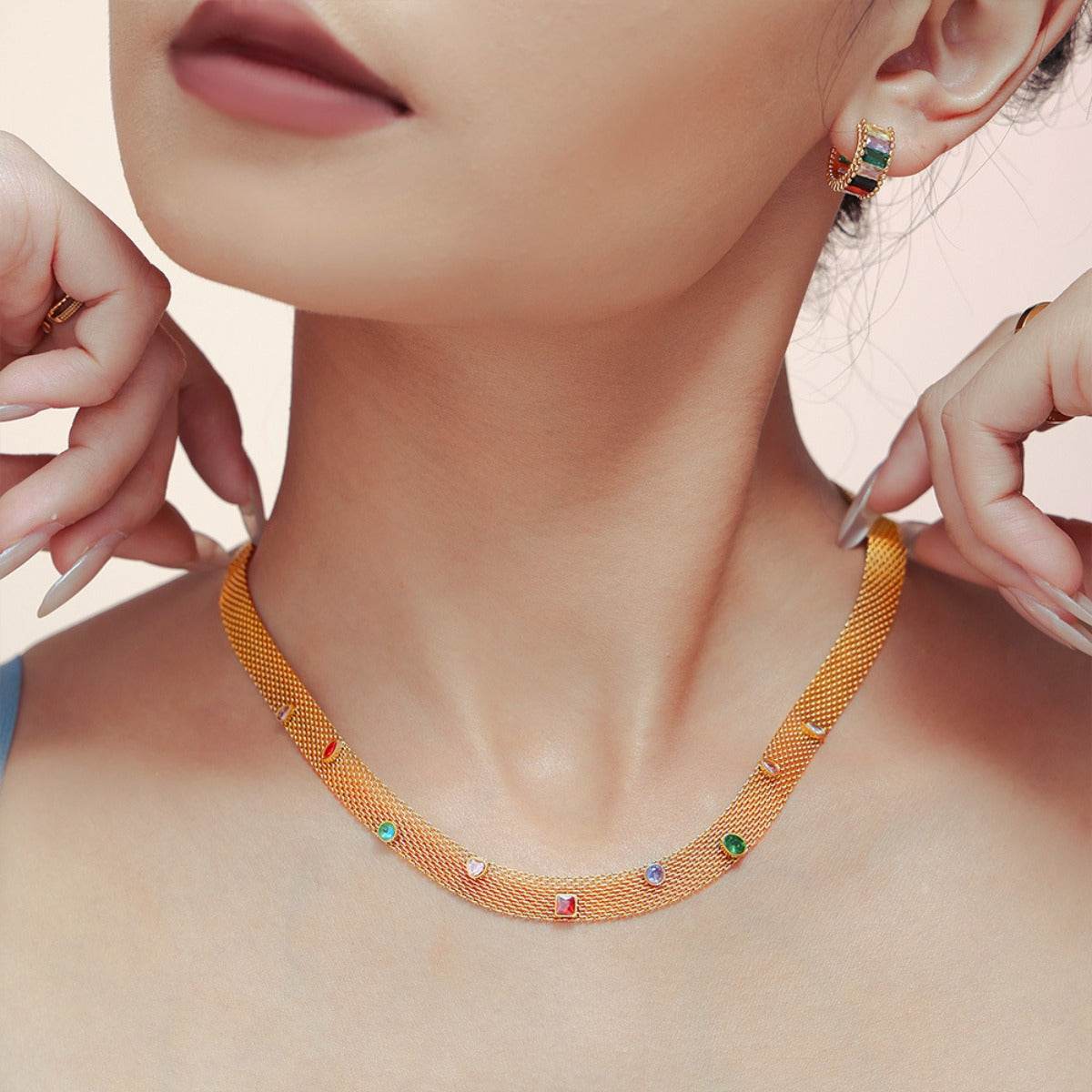 Titanium Steel Zircon Necklace - Delanoir