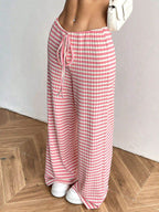 Tied Striped Wide Leg Pants - Delanoir