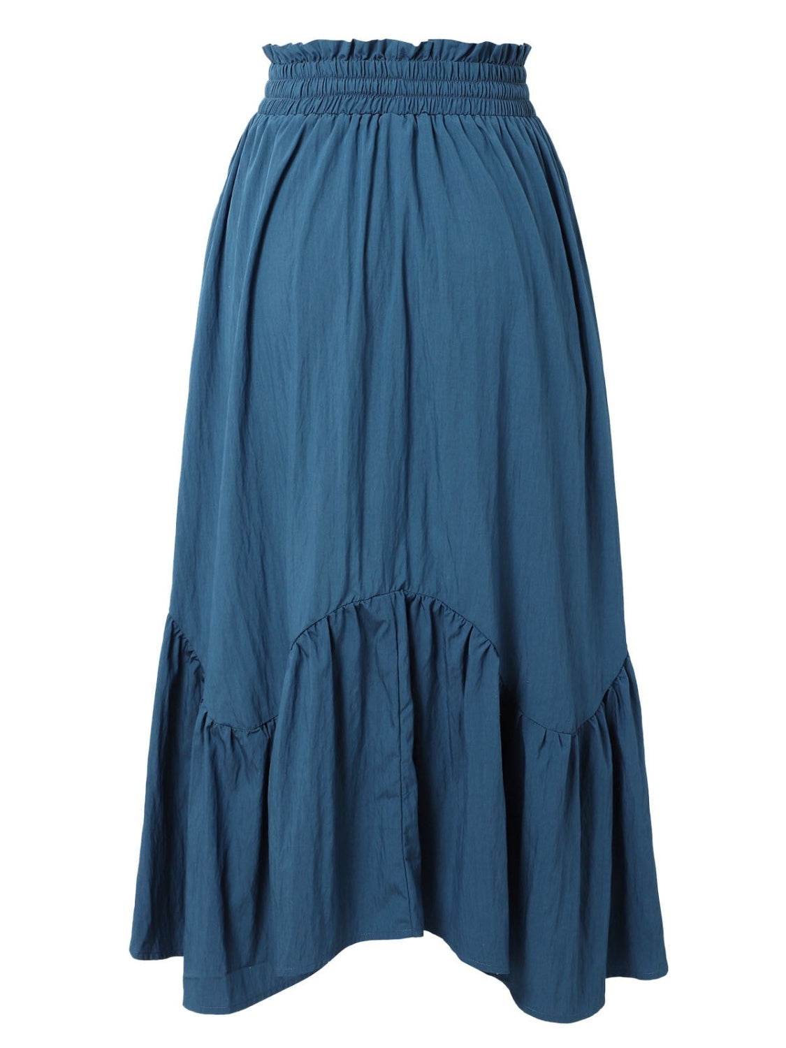 Smocked Waist Band Ruched Layered Skirt - Delanoir