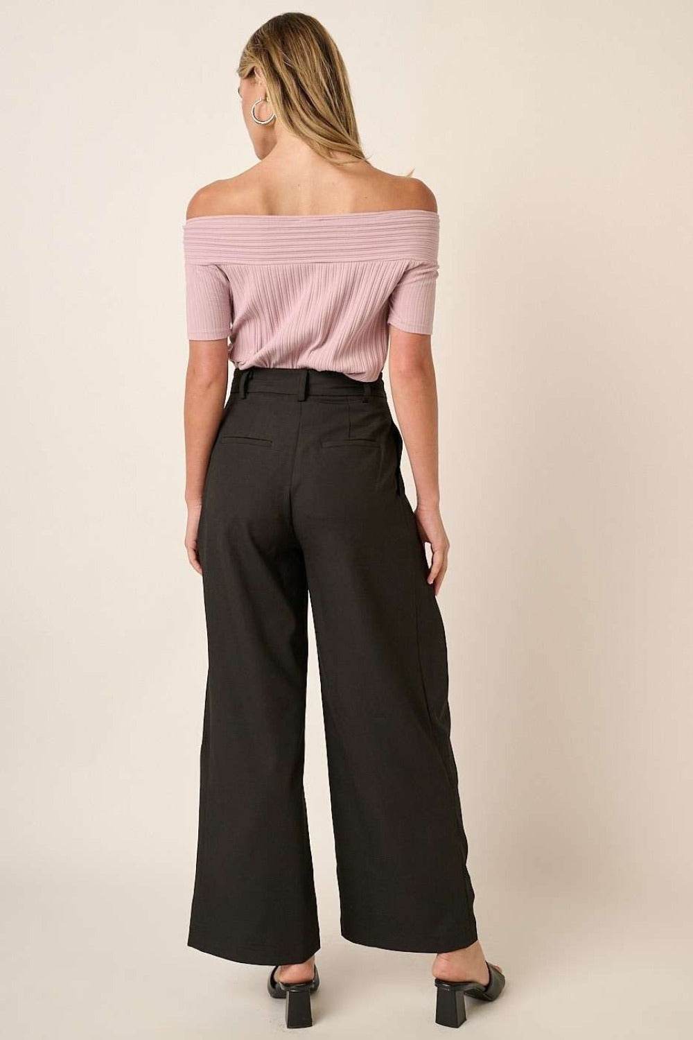 Mittoshop Deep Pleated High Waisted Wide Leg Pants - Delanoir