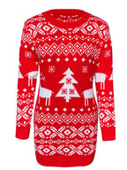 Christmas Element Round Neck Mini Sweater Dress - Delanoir