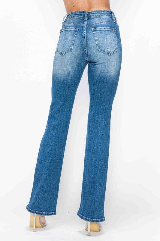 bytos Full Size Distressed High Rise Jeans with Pockets - Delanoir