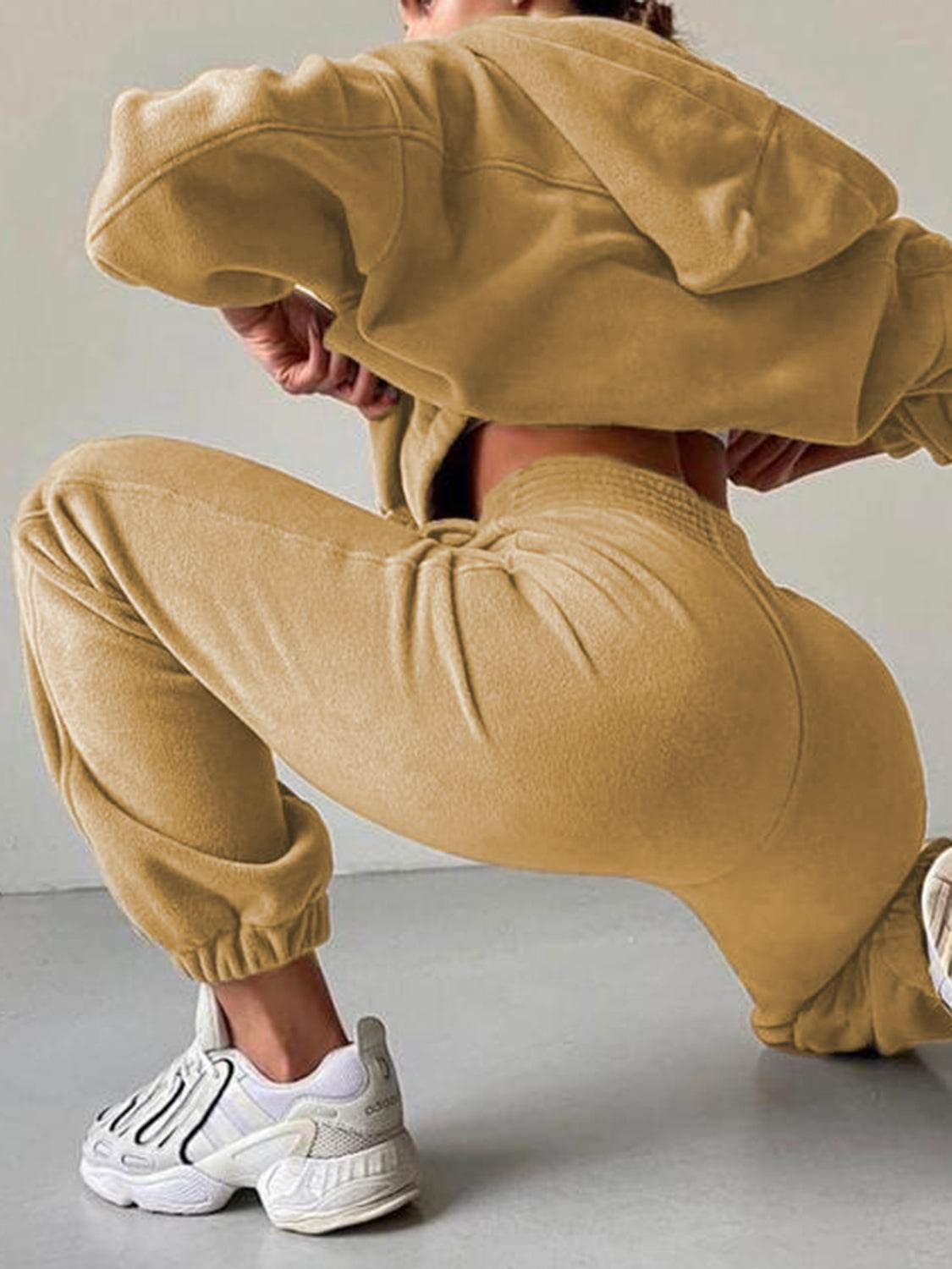 Zip Up Long Sleeve Hoodie and Joggers Set - Delanoir