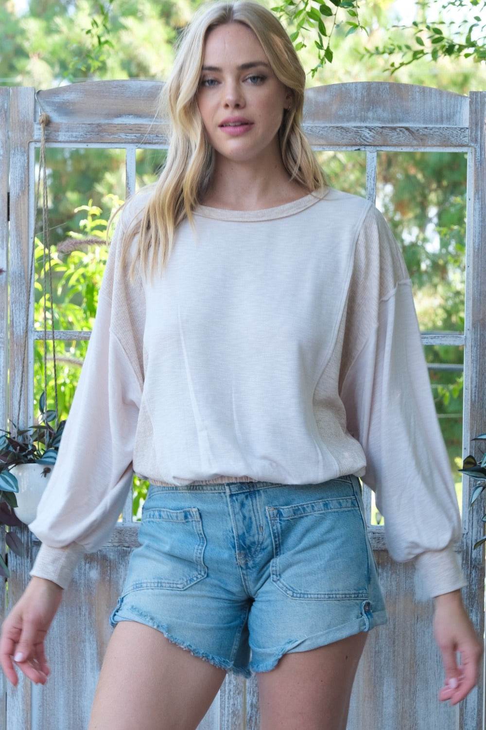 Hailey & Co Rib and Two Tone Knit Mixed Top - Delanoir