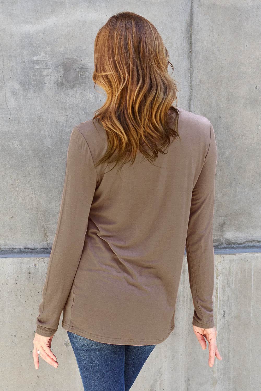 Basic Bae Full Size Round Neck Long Sleeve Top - Delanoir