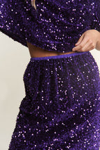 J.NNA Sequin Back Slit Midi Skirt - Delanoir