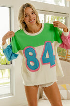 BiBi Color Block Patched Long Sleeve Top - Delanoir