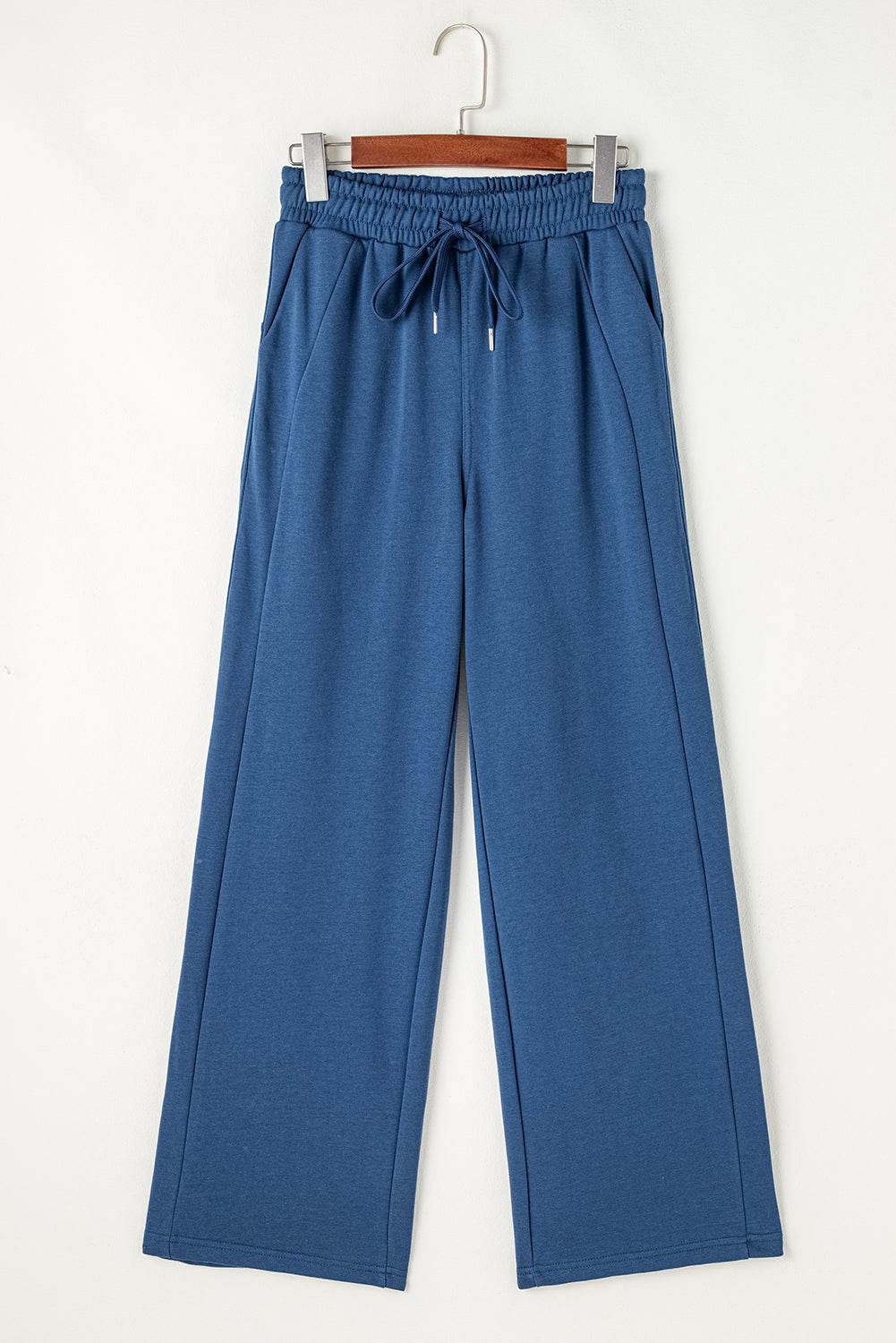 Drawstring Elastic Waist Straight Leg Pants - Delanoir