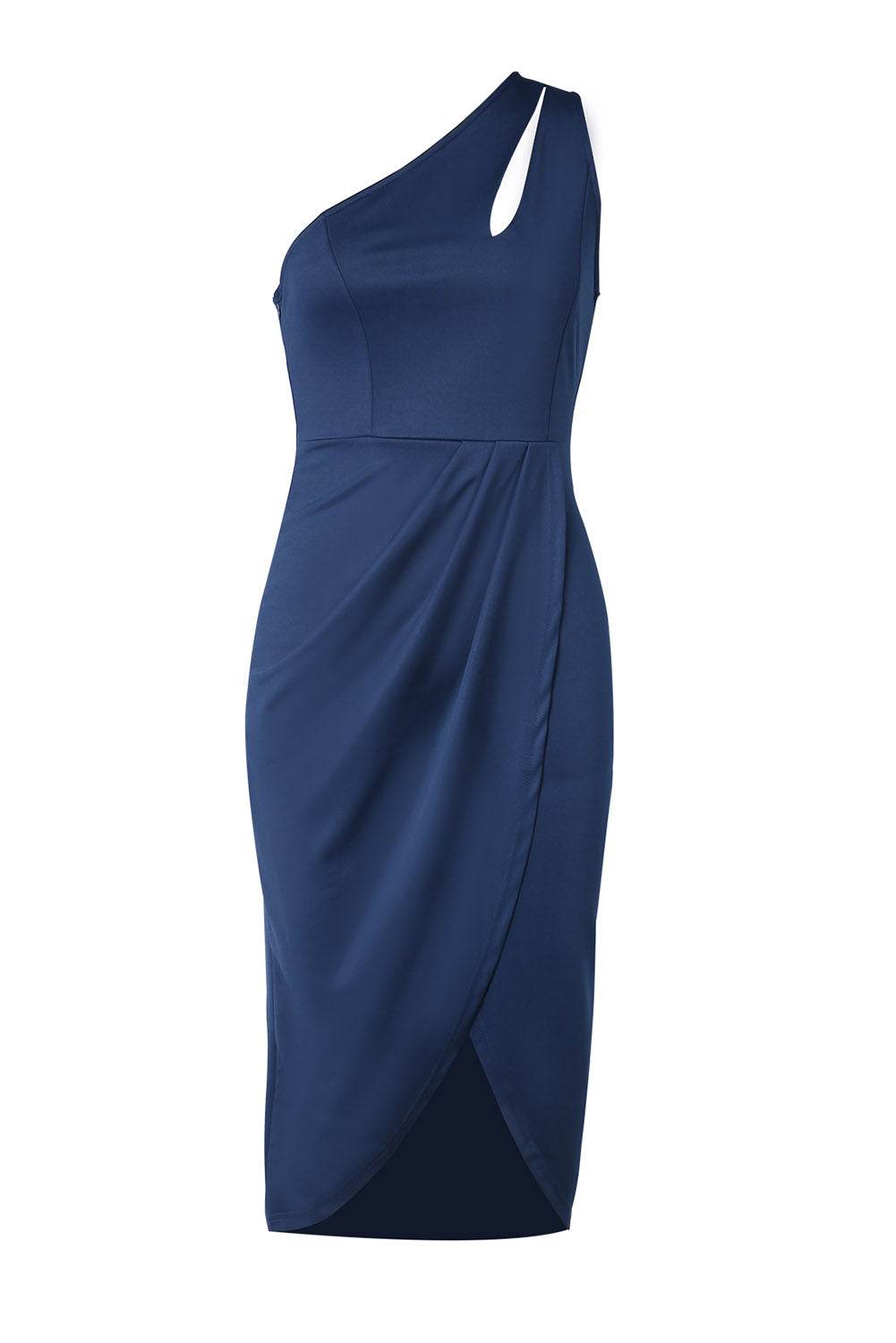 Ruched Cutout Single Shoulder Dress - Delanoir