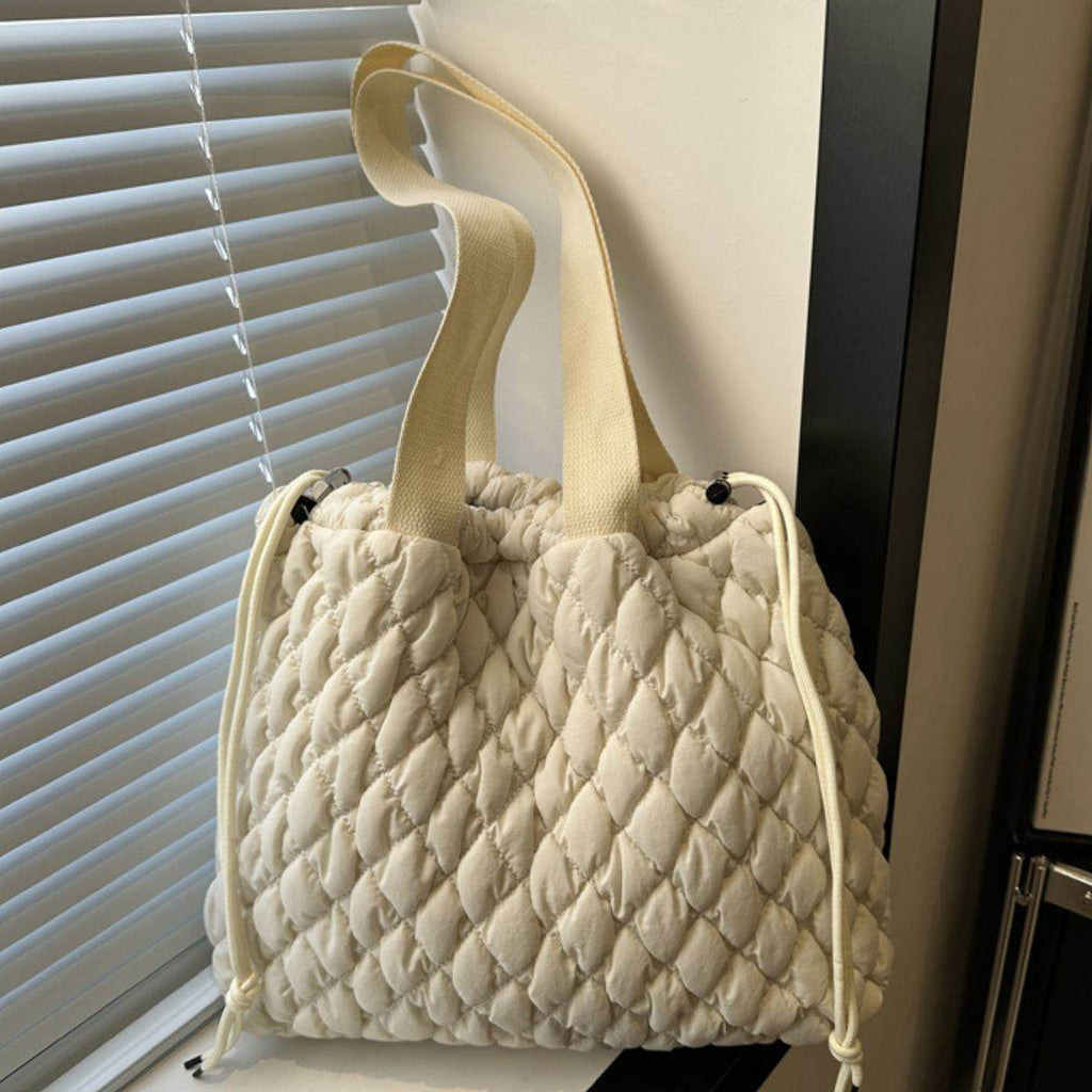 Drawstring Bubble Texture Tote Bag - Delanoir
