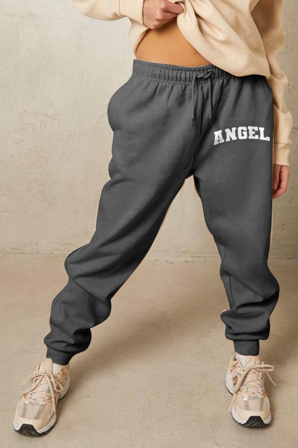 Simply Love Simply Love Full Size Drawstring Angel Graphic Long Sweatpants - Delanoir