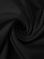 Ribbed Slit Single Shoulder Wrap Dress - Delanoir