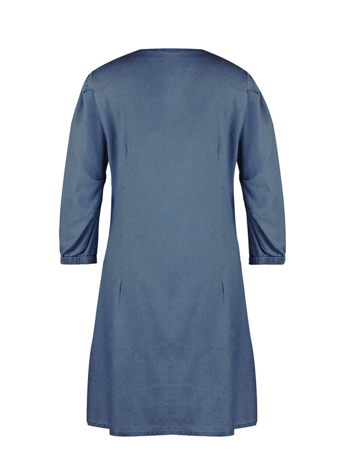 Full Size V-Neck Half Sleeve Dress - Delanoir
