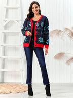 Snowflake Pattern Button Down Cardigan - Delanoir