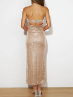Sequin Cutout Tube Dress - Delanoir