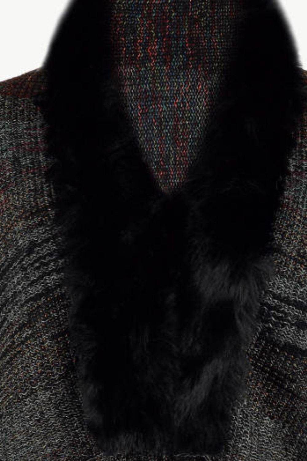 Open Front Fringe Hem Poncho - Delanoir