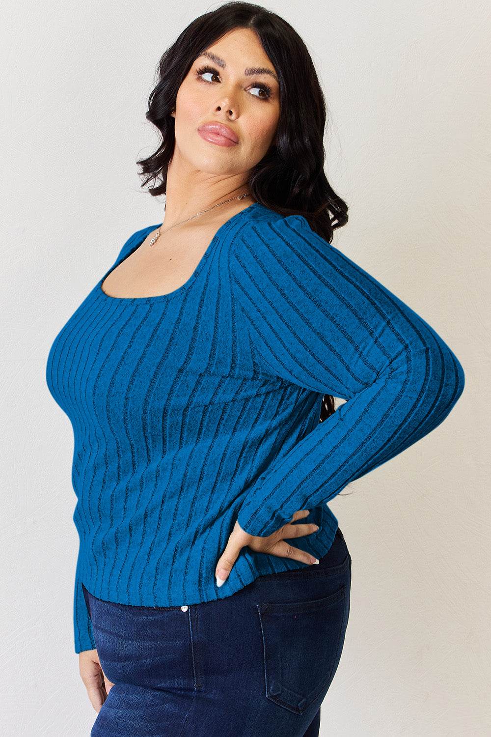 Basic Bae Full Size Ribbed Long Sleeve T-Shirt - Delanoir