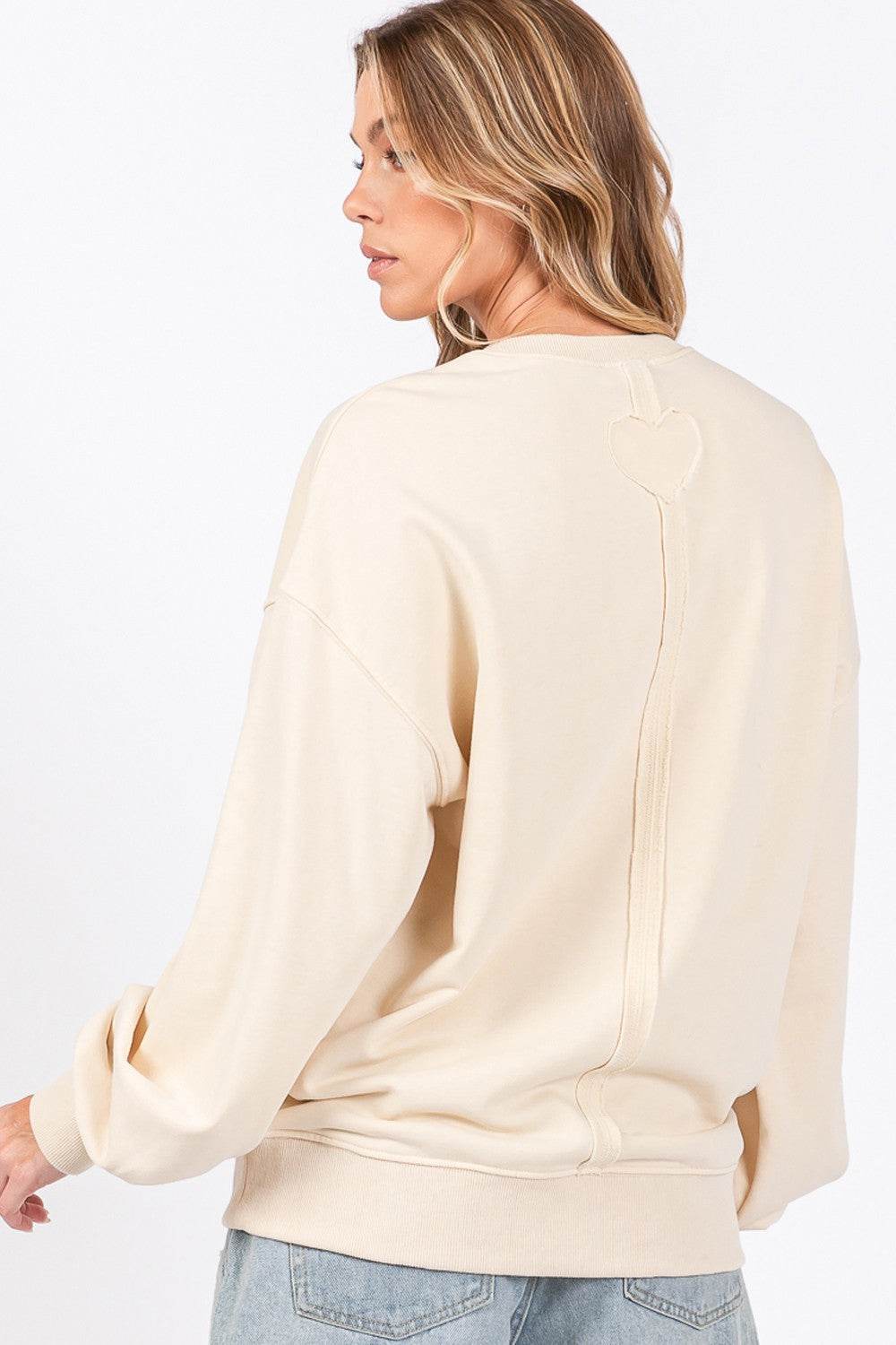 SAGE + FIG LOVE Path Applique Drop Shoulder Sweatshirt - Delanoir