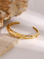Stainless Steel Inlaid Rhinestone Cutout Bracelet - Delanoir
