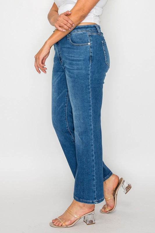 bytos Full Size Cat's Whiskers Mid Rise Ankle Jeans - Delanoir