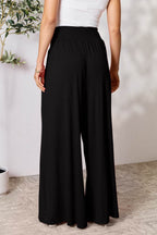 Double Take Full Size Smocked Wide Waistband Wide Leg Pants - Delanoir