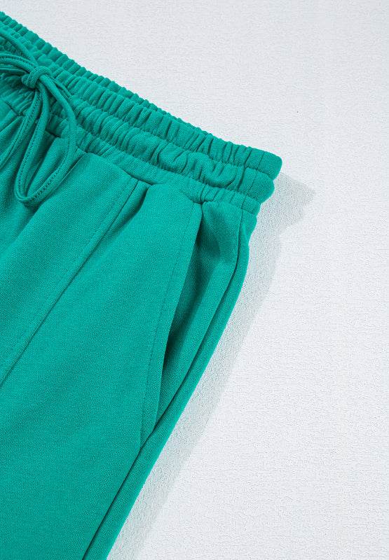 Full Size Round Neck Long Sleeve Top and Drawstring Pants Set - Delanoir