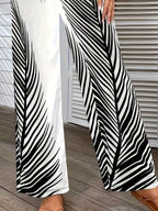Printed Wide Leg Pants - Delanoir